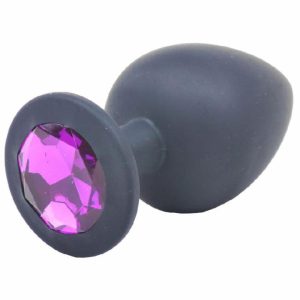 Butt Plugs | Large Black Jewelled Silicone Butt Plug