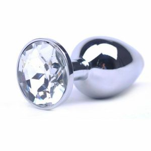 Butt Plugs | Large Metal Anal Plug With Clear Crystal