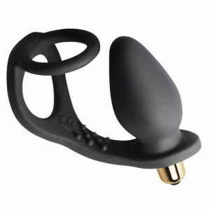 Butt Plugs | Rocks Off 7 Speed ROZen Cockring And Anal Plug Black