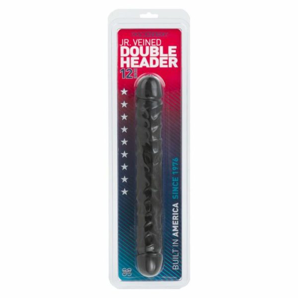 Double Dildos | Jr Veined Double Header 12 Inch Bender Dong Black