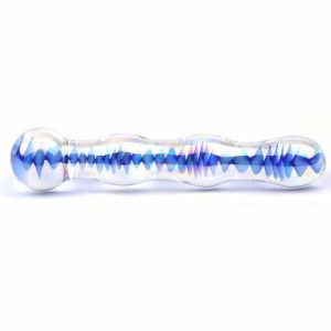 Glass Dildos | Blue Wavy Glass Dildo