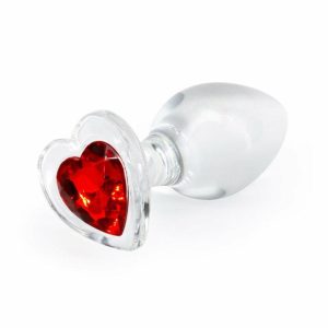 Glass Dildos | Crystal Desires Glass Heart Medium Butt Plug