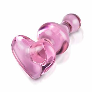 Glass Dildos | Icicles No.75 Pink Heart Glass Butt Plug