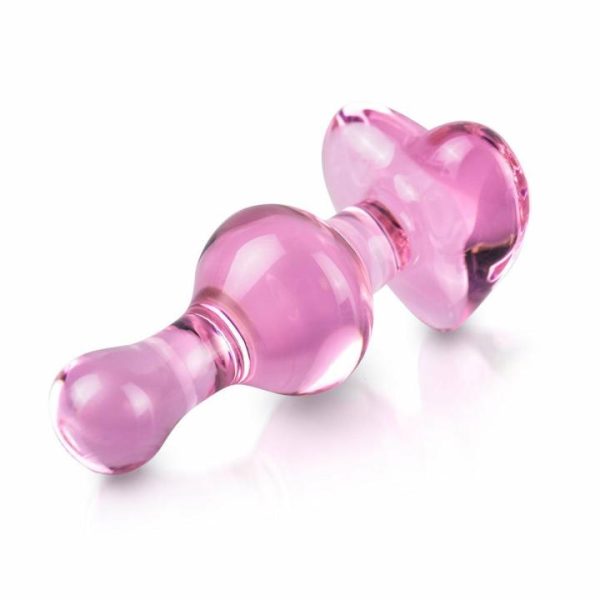 Glass Dildos | Icicles No.75 Pink Heart Glass Butt Plug