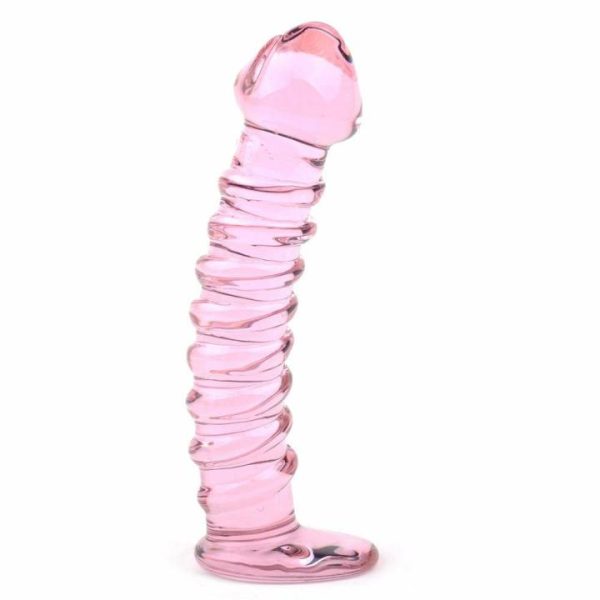 Glass Dildos | Textured Pink Glass Dildo