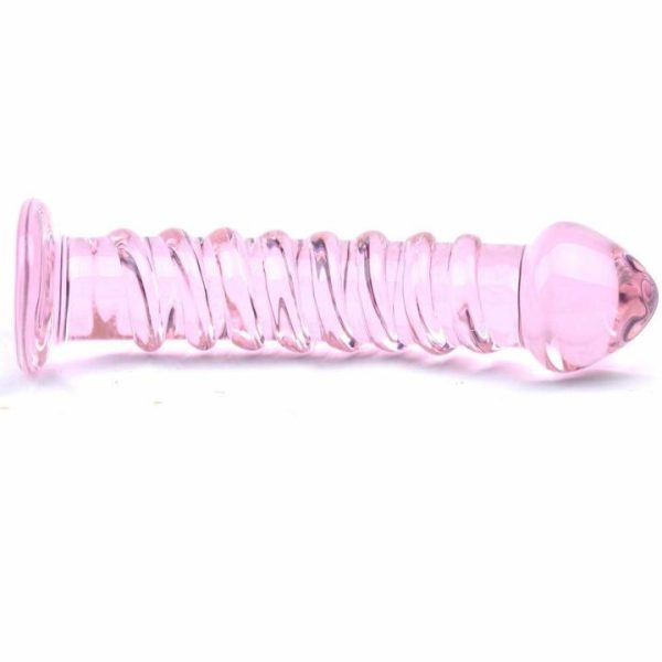 Glass Dildos | Textured Pink Glass Dildo