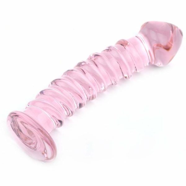 Glass Dildos | Textured Pink Glass Dildo