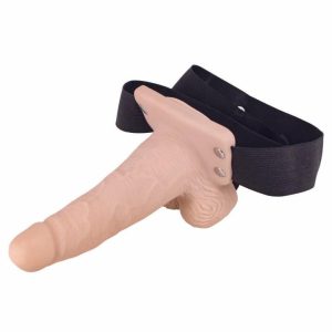 Hollow Strap On Dildos | Erection Assistant Hollow Vibrating StrapOn 6 inch Flesh Pink