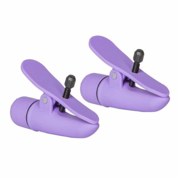 Nipple Vibrators | Nipplettes Virbrating Adjustable Purple Nipple Clamps