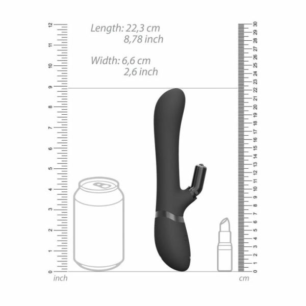 Rabbit Vibrators | Vive Chou Double Action Interchangeable Rabbit Vibrator Black