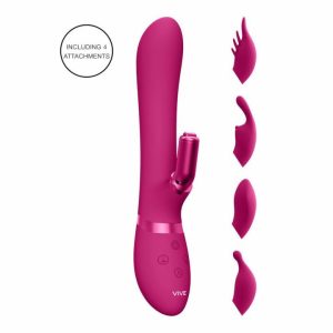 Rabbit Vibrators | Vive Chou Double Action Interchangeable Rabbit Vibrator Pink