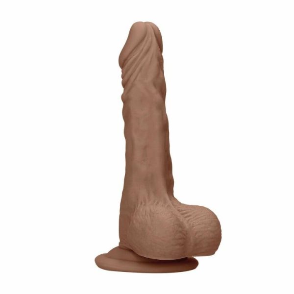 Realistic Dildos | RealRock 7 Inch Dong With Testicles Flesh Tan