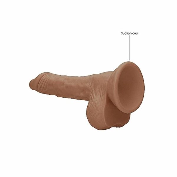 Realistic Dildos | RealRock 7 Inch Dong With Testicles Flesh Tan