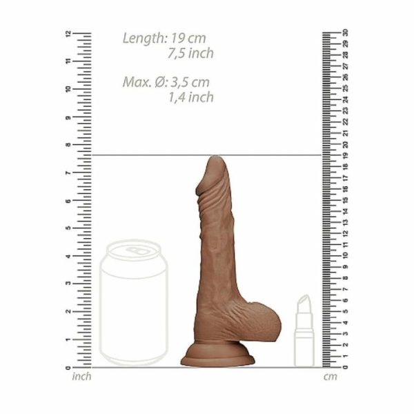 Realistic Dildos | RealRock 7 Inch Dong With Testicles Flesh Tan