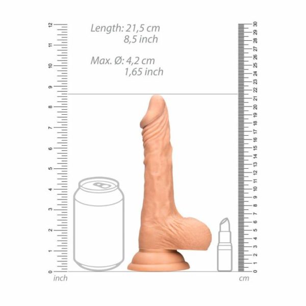 Realistic Dildos | RealRock 8 Inch Dong With Testicles Flesh Pink