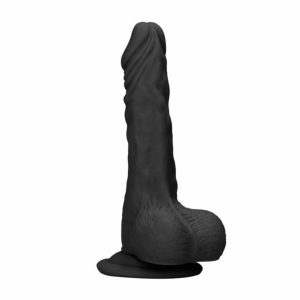 Realistic Dildos | RealRock 9 Inch Dong With Testicles Black