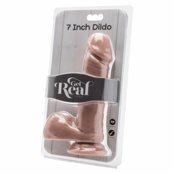 Realistic Dildos | ToyJoy Get Real 7 Inch Dong With Balls Flesh Pink