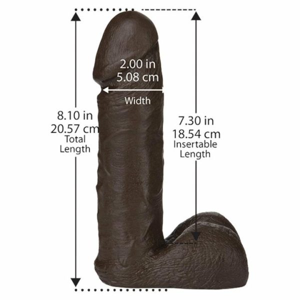 Realistic Dildos | VacULock 8 Inch Realistic Dildo Attachment Black