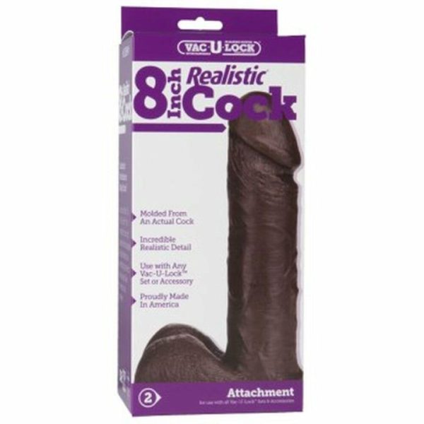 Realistic Dildos | VacULock 8 Inch Realistic Dildo Attachment Black