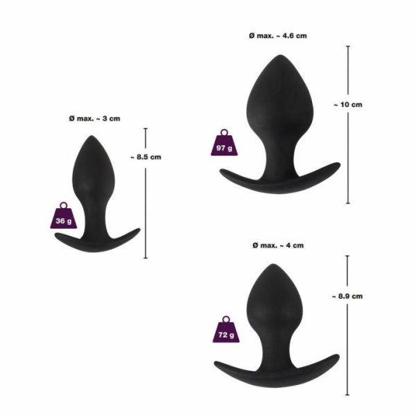 Sex Toy Kits | Black Velvet Silicone Three Piece Anal Training Set