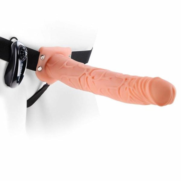 Strap On Dildos & Harnesses | Fetish Fantasy Series 11 Inch Vibrating Hollow Strap On Flesh