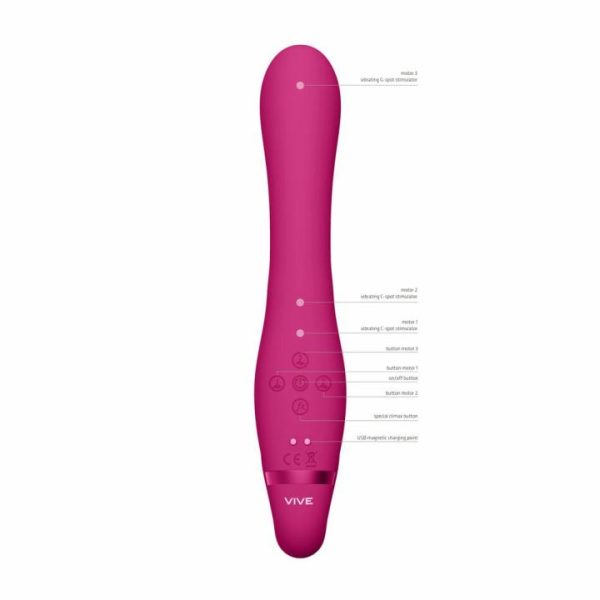 Strapless Strap On Dildos | Vive Suki Triple Action Strapless Strap On Vibrator Pink