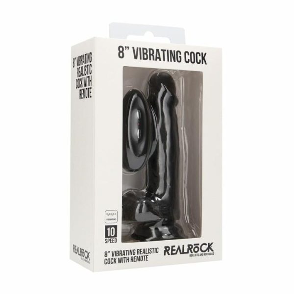 Realistic Vibrators | RealRock 8 Inch Vibrating Realistic Cock With Scrotum