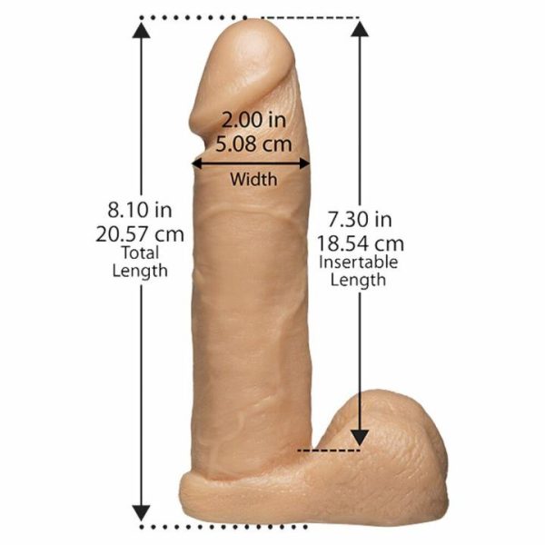 Realistic Dildos | VacULock 8 Inch Realistic Cock Attachment Flesh Pink